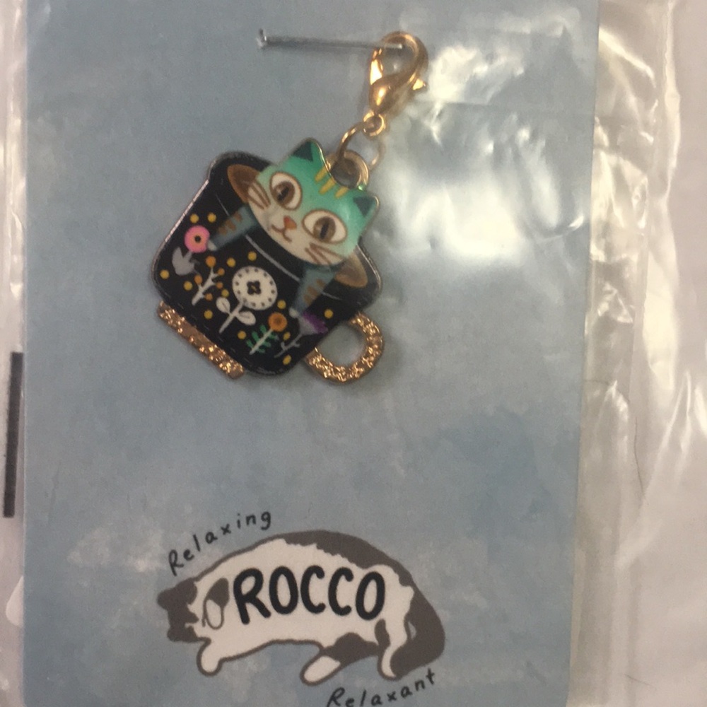 Source Unknown Kids Cat-in-Teacup Charm - Black & Teal